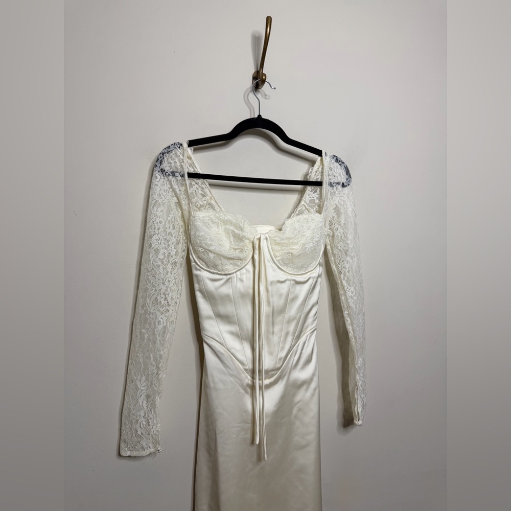 House of CB Perdi Vintage Ivory Satin Maxi Dress - Picture 10 of 13